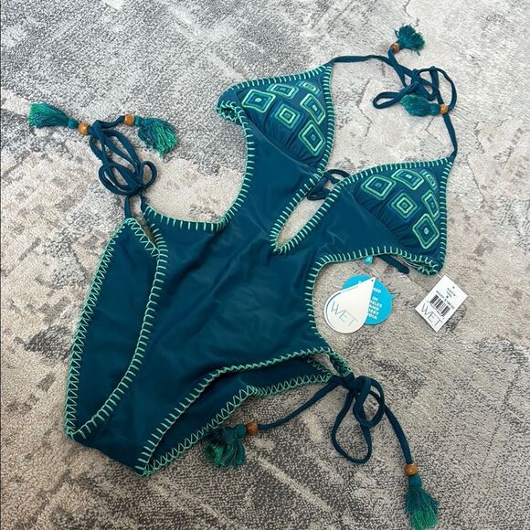 Women's Teal One Piece Swimsuit - Picture 7 of 10